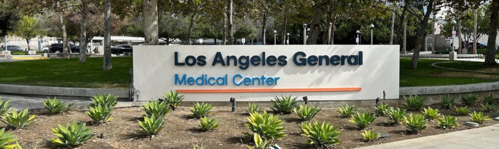 Channel letters on a monument sign in Los Angeles, California. 