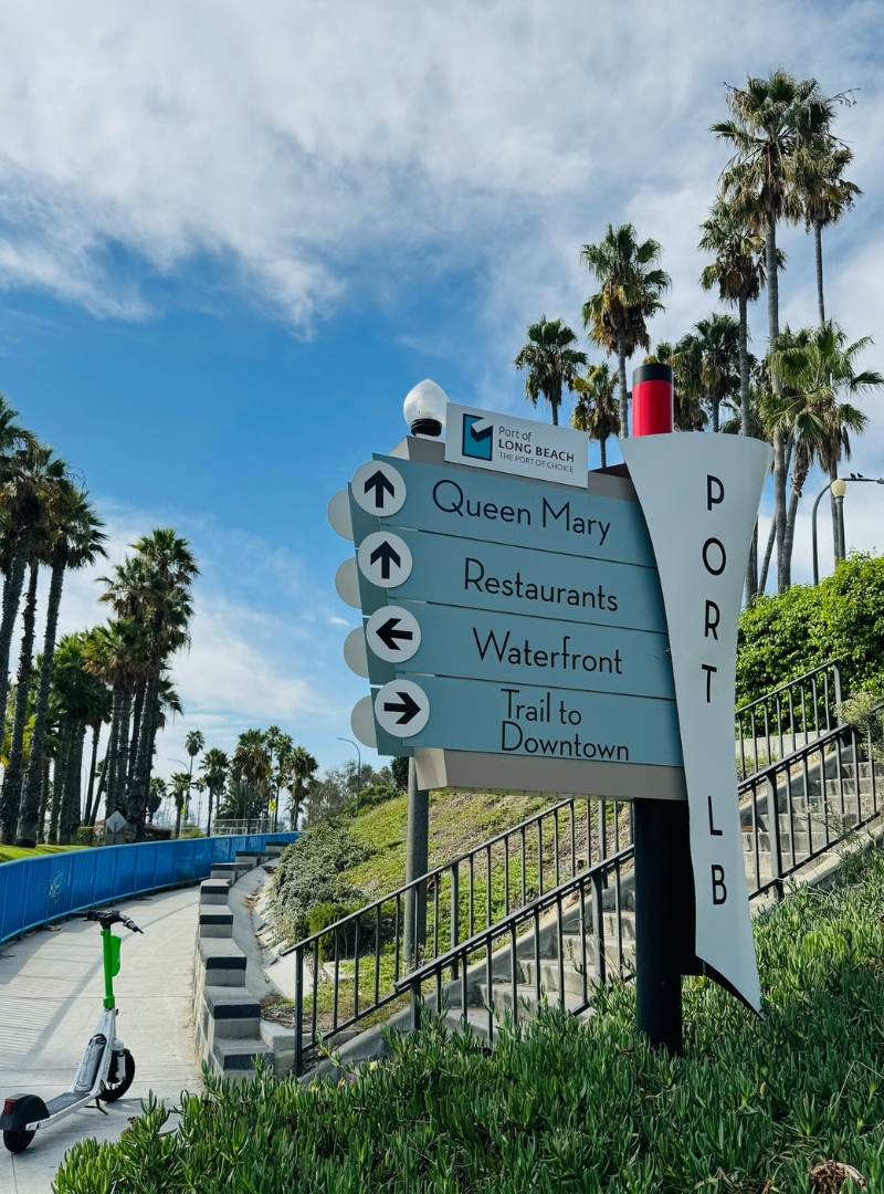 Wayfinding sign by Stanco Signage at the Port of Long Beach, California. 